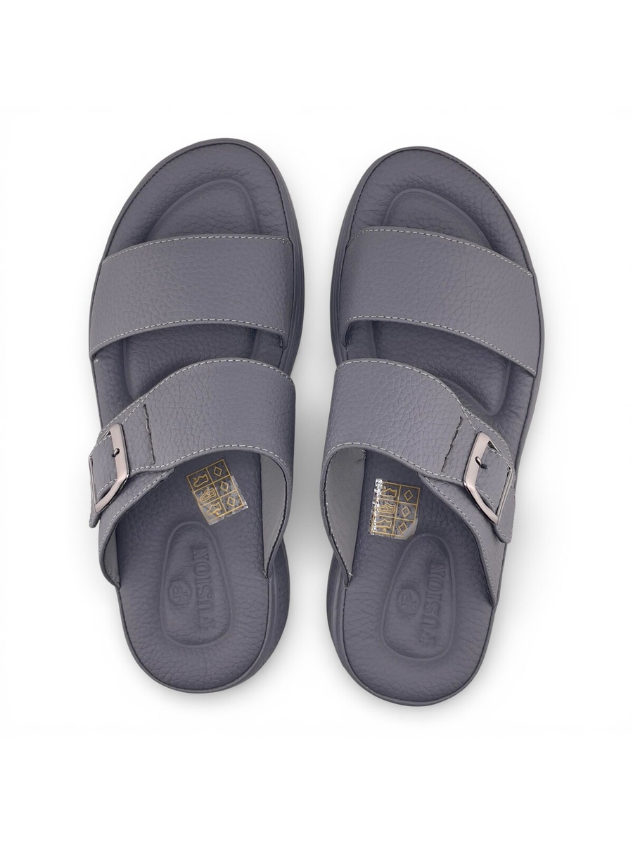 Men Grey Casual Sandals with Adjustable Buckle