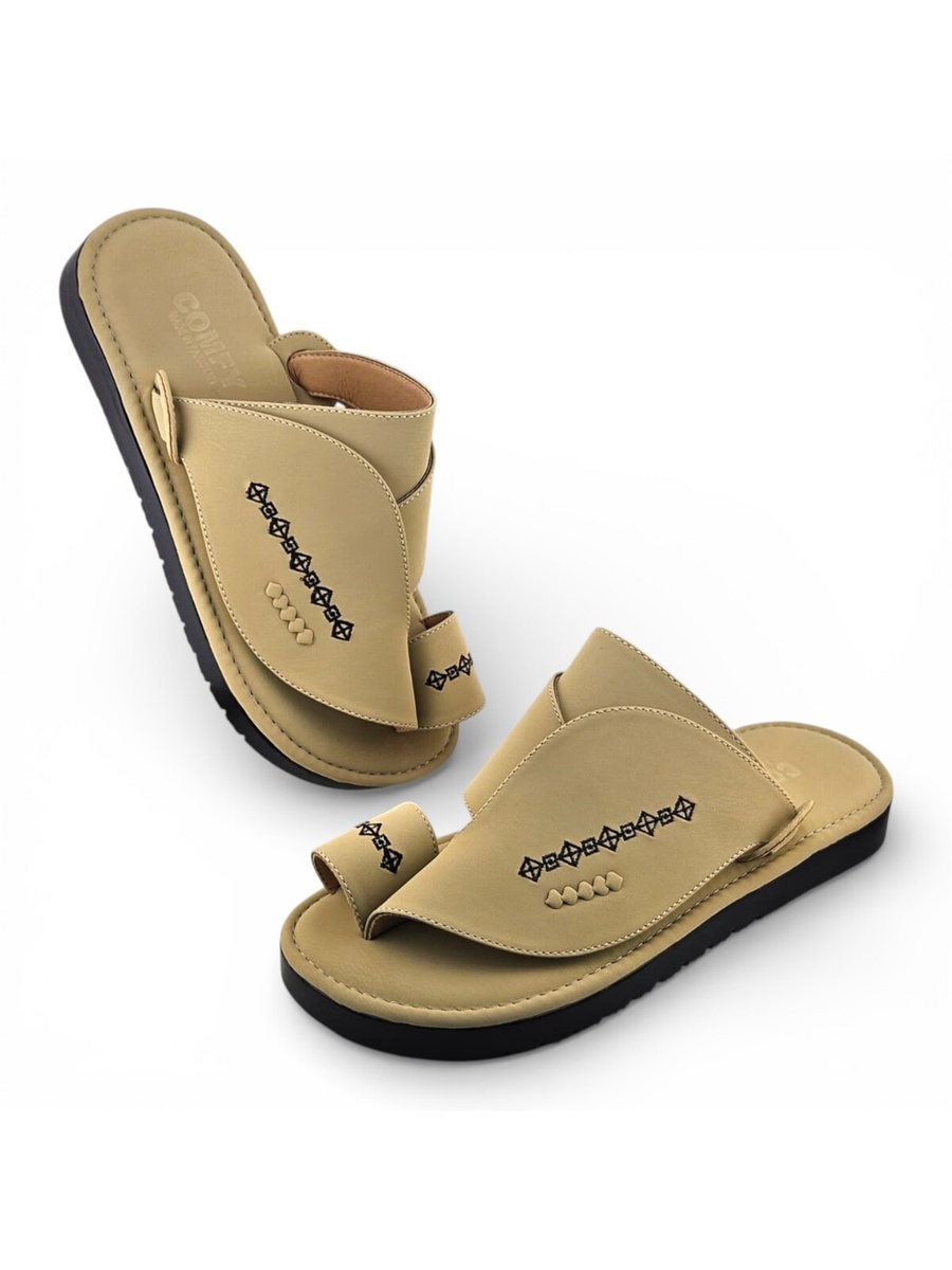 Men Cream Arabic Sandals Comfort