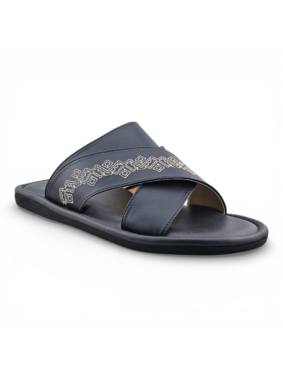 Men Grey Embroidered Arabic Sandals