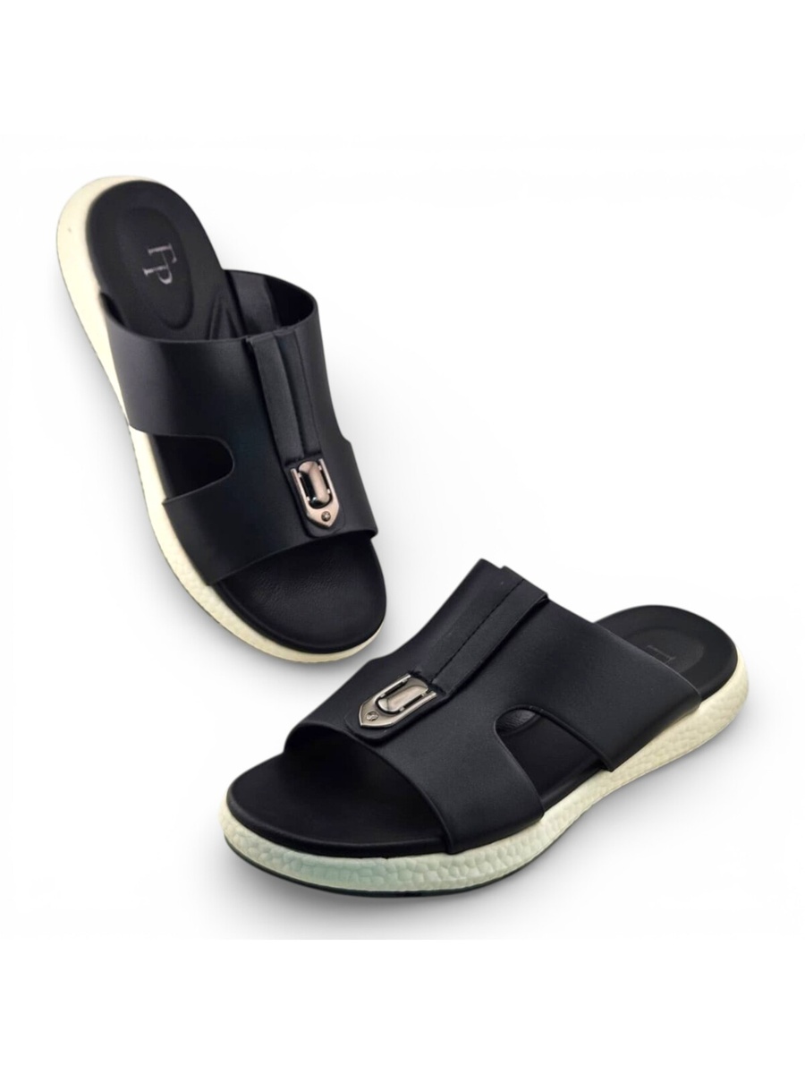 Men Black Comfort Slide Sandals - Everyday Casual Footwear