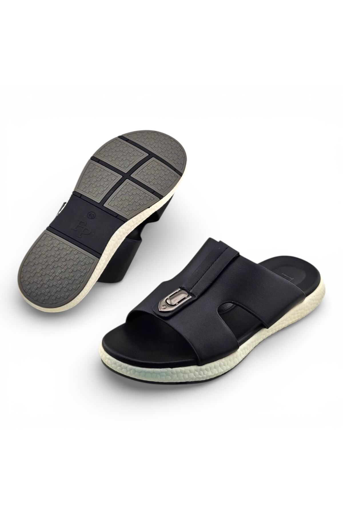 Men Black Comfort Slide Sandals - Everyday Casual Footwear