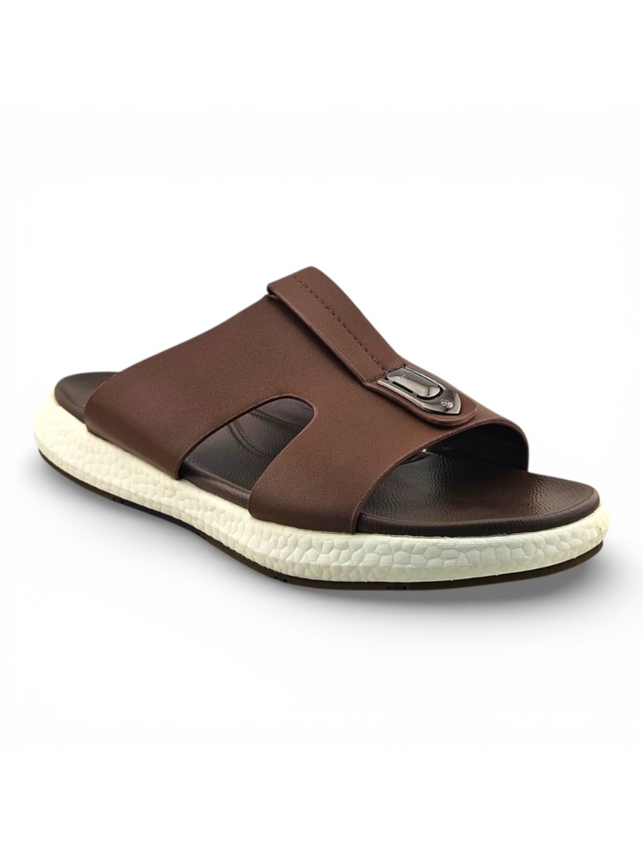 Men Brown Comfort Slide Sandals - Modern Arab Style
