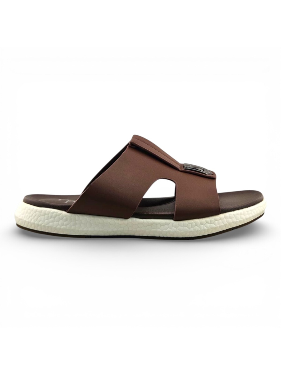 Men Brown Comfort Slide Sandals - Modern Arab Style