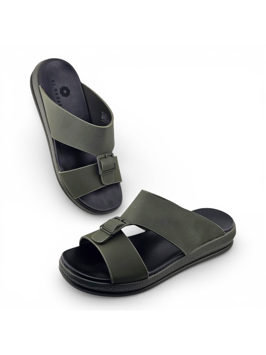 Men Green Comfort Buckle Sandals