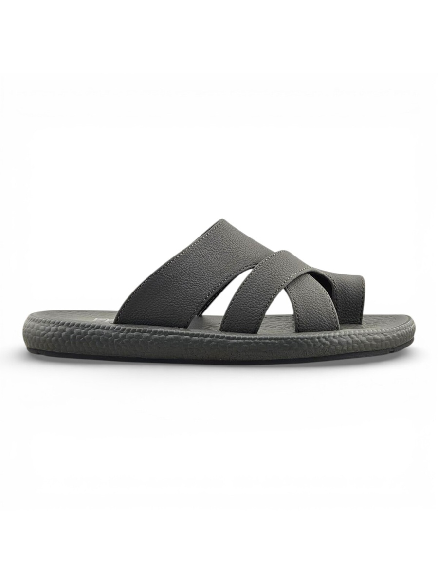 Men Grey Casual Sandals with Toe Loop Design