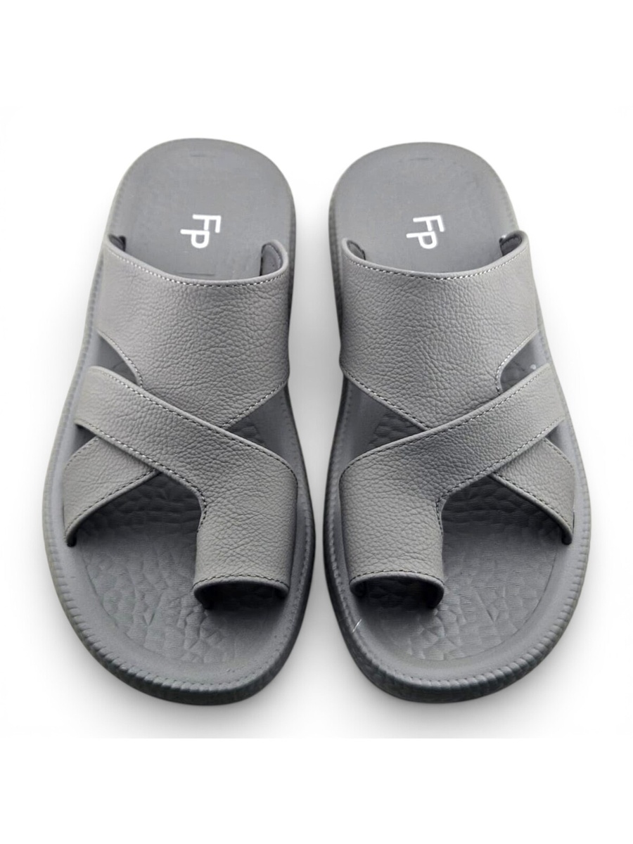 Men Grey Casual Sandals with Toe Loop Design