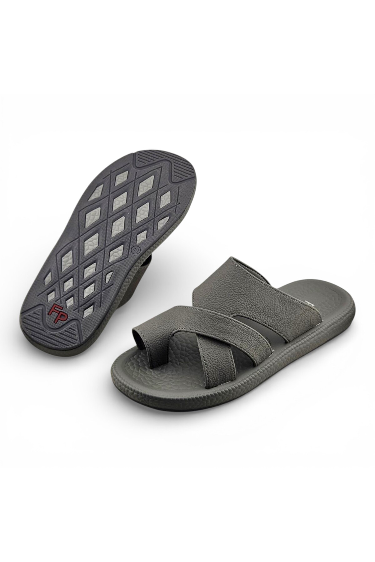 Men Grey Casual Sandals with Toe Loop Design