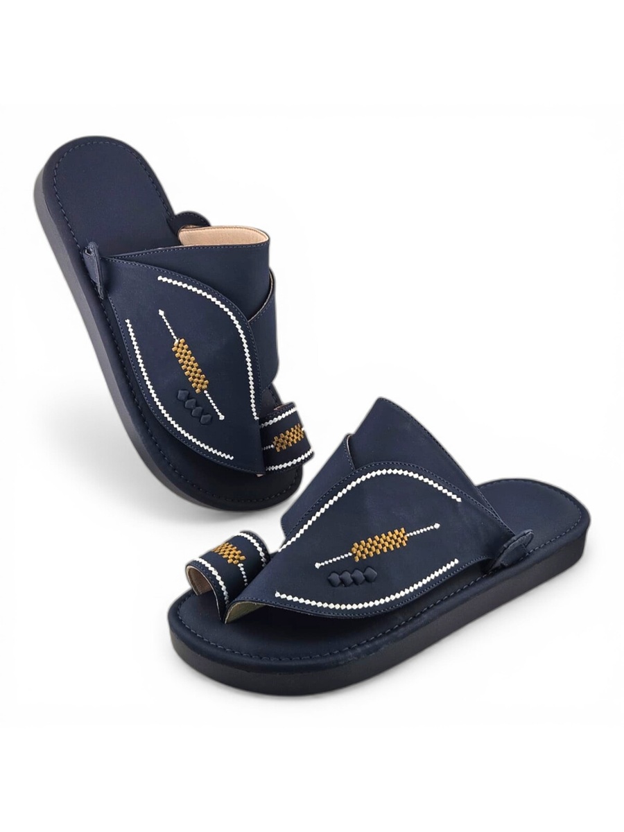 Navy Blue Men Arabic Sandals - Traditional Comfort