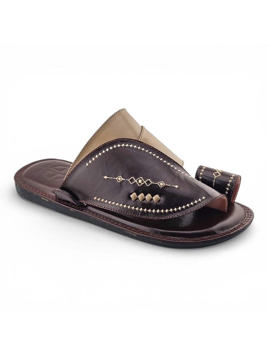 Men Brown Leather Emirati Sandals Authentic Gulf Style