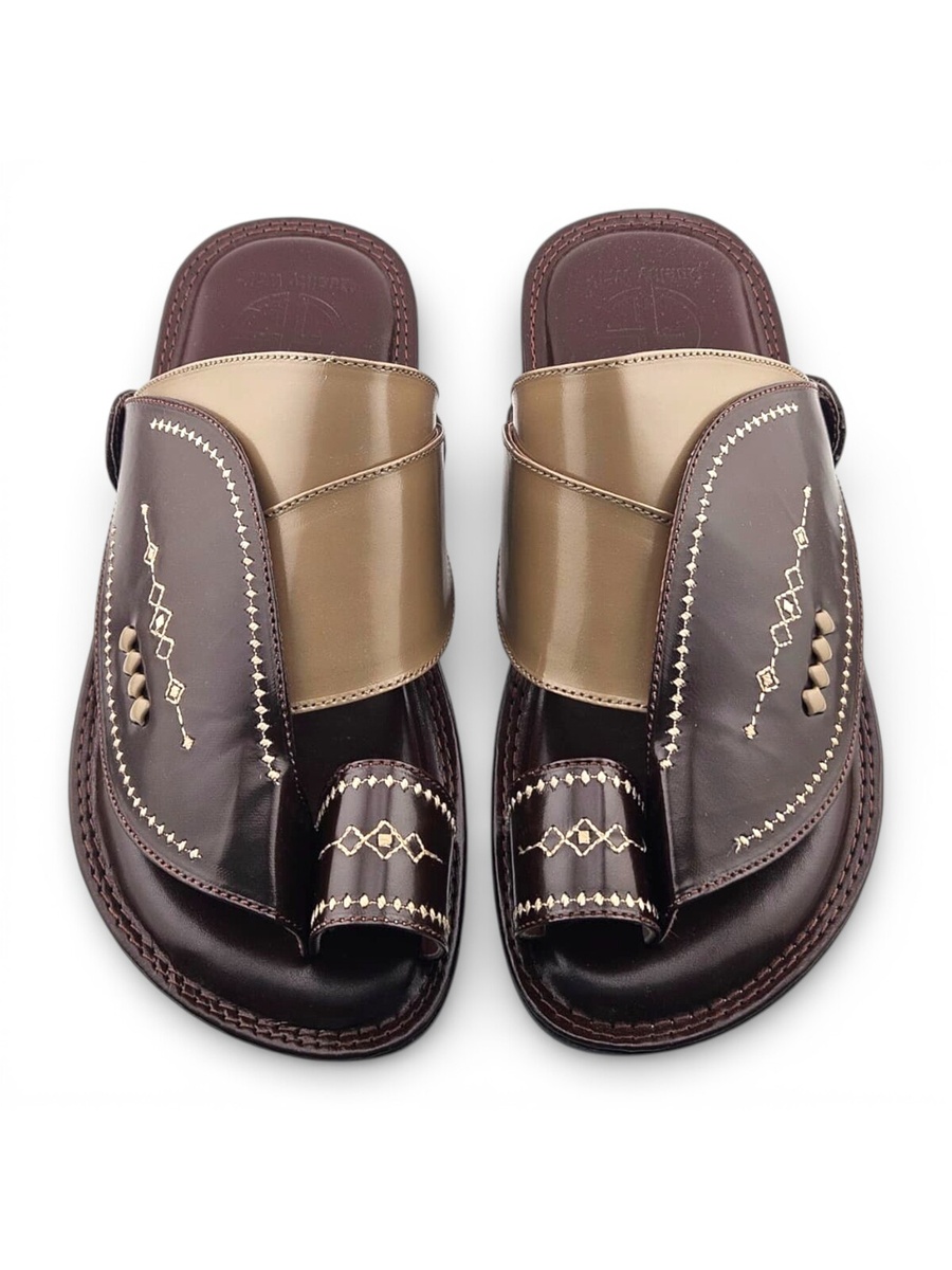 Men Brown Leather Emirati Sandals Authentic Gulf Style