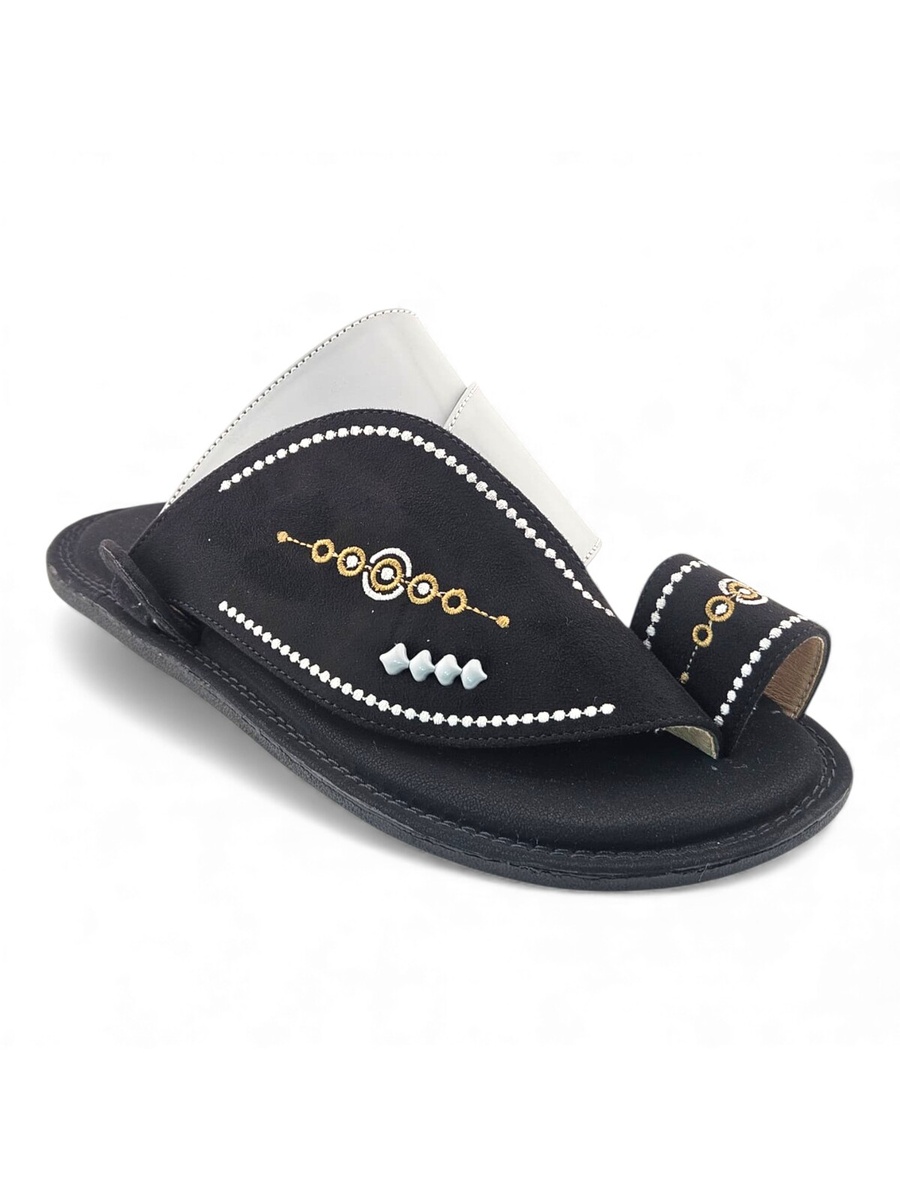 Men Black Arabic Sandals - Classic Emirati Style