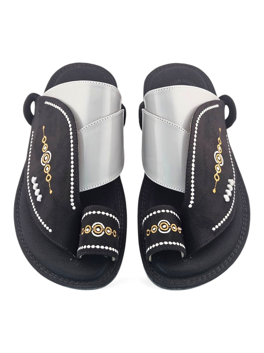 Men Black Arabic Sandals - Classic Emirati Style