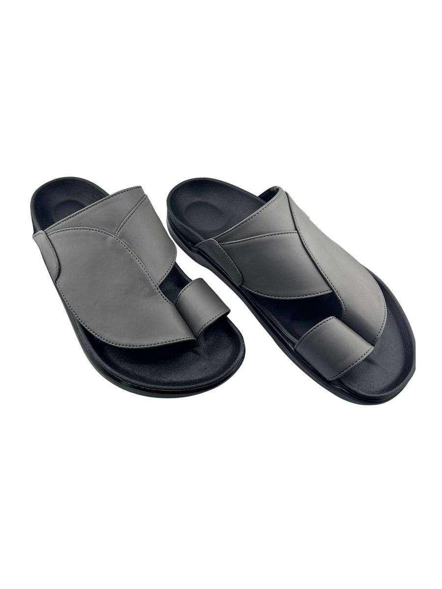 Men Grey Slip-On Thong Sandals