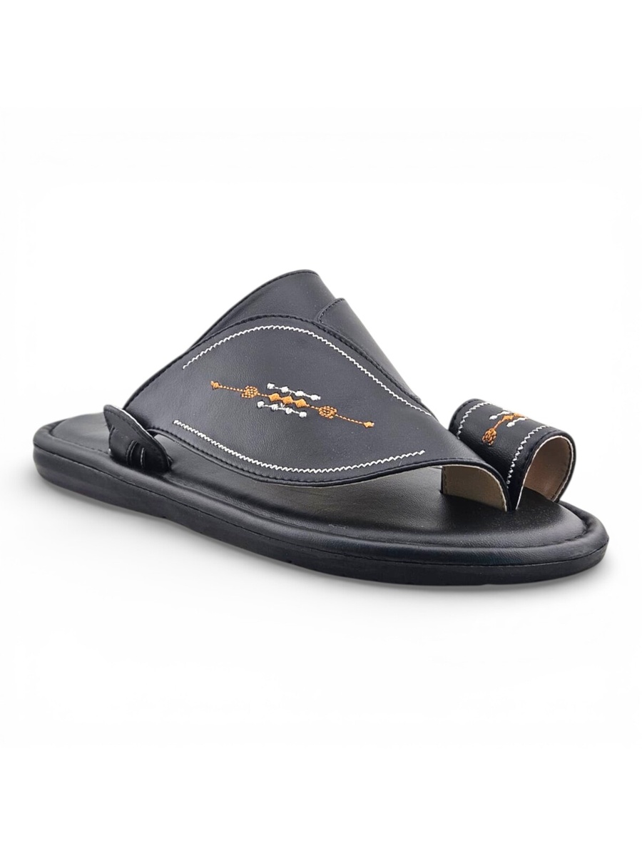 Men Black Embroidered Arabic Sandals