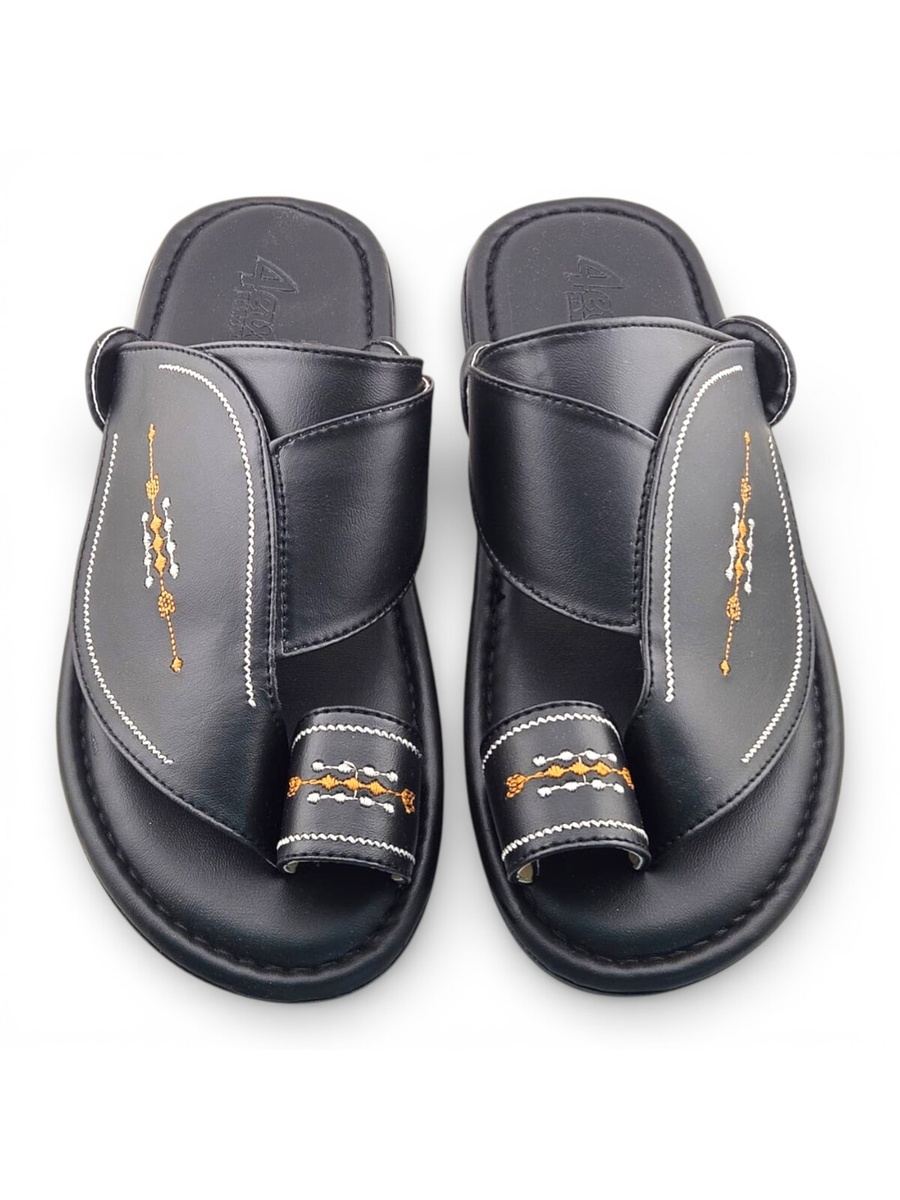Men Black Embroidered Arabic Sandals