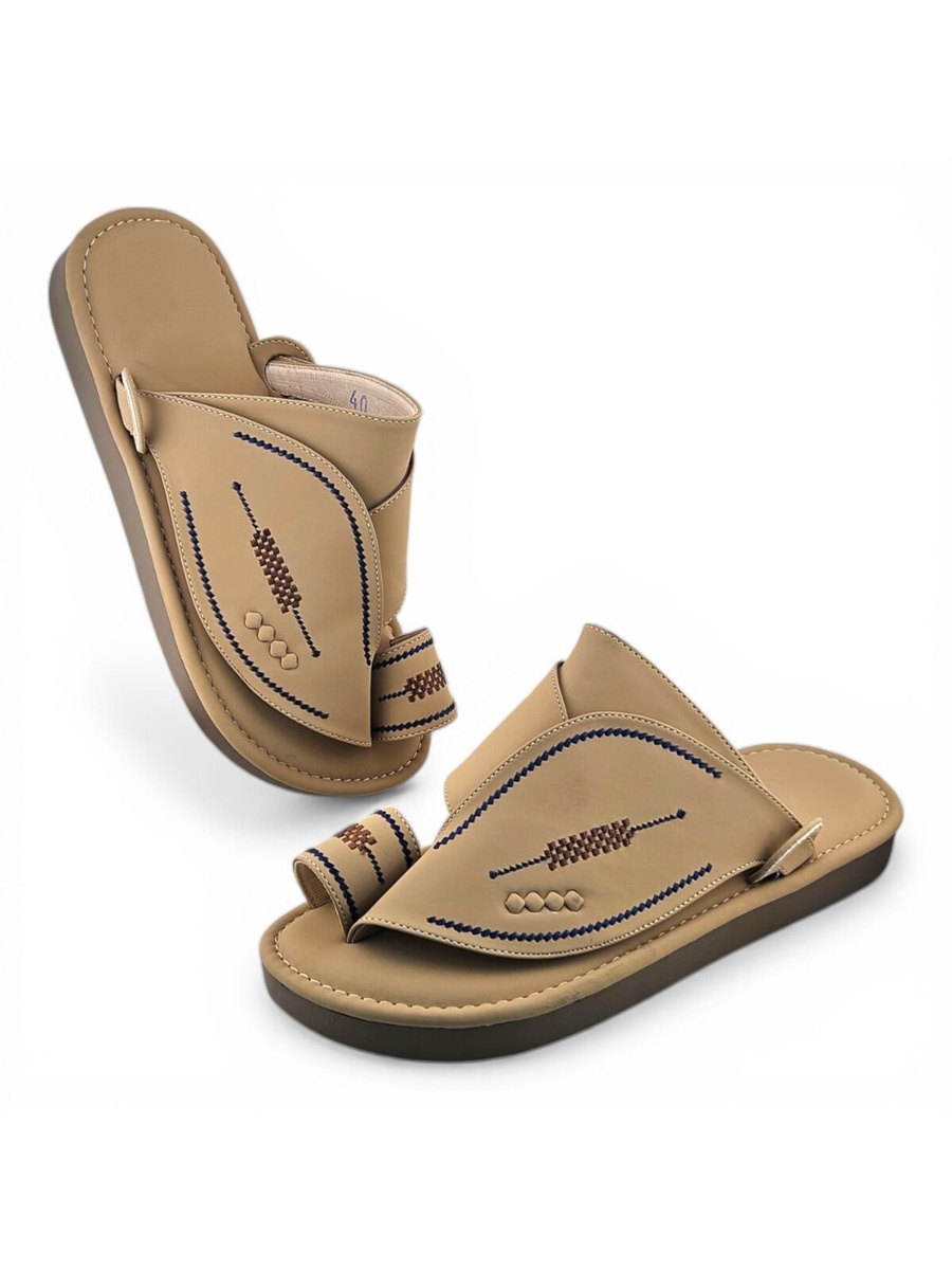 Men Beige Emirati Sandals - Traditional Arabic Footwear