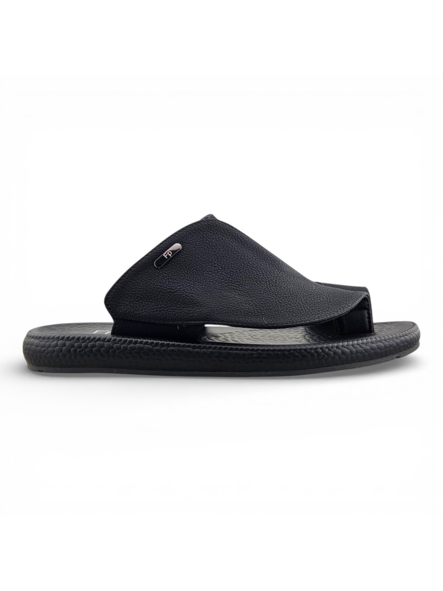 Men Black Comfort Toe-Loop Sandals