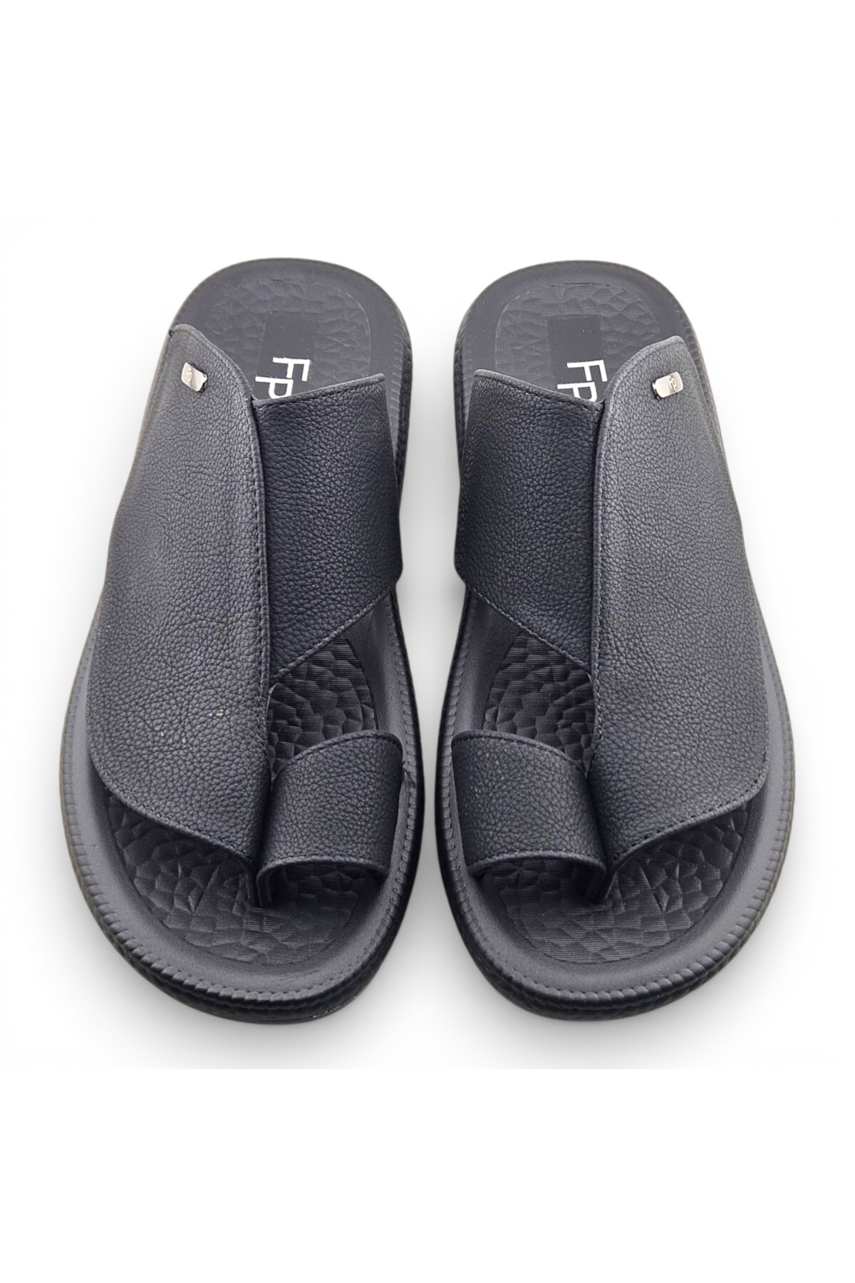 Men Black Comfort Toe-Loop Sandals