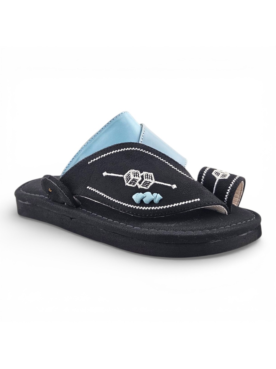 Boys Black Color Block Strap Comfort Arabic Slippers