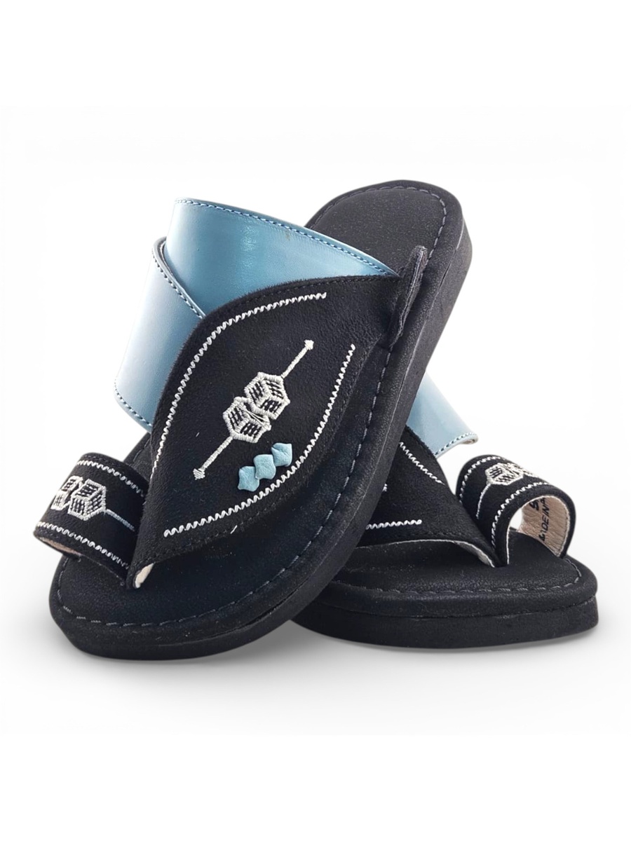 Boys Black Color Block Strap Comfort Arabic Slippers