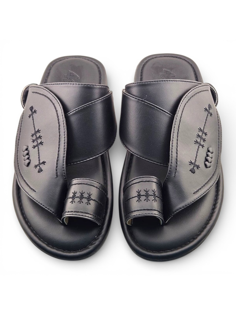 Premium Black Arabic Men Sandals - Thobe Slippers