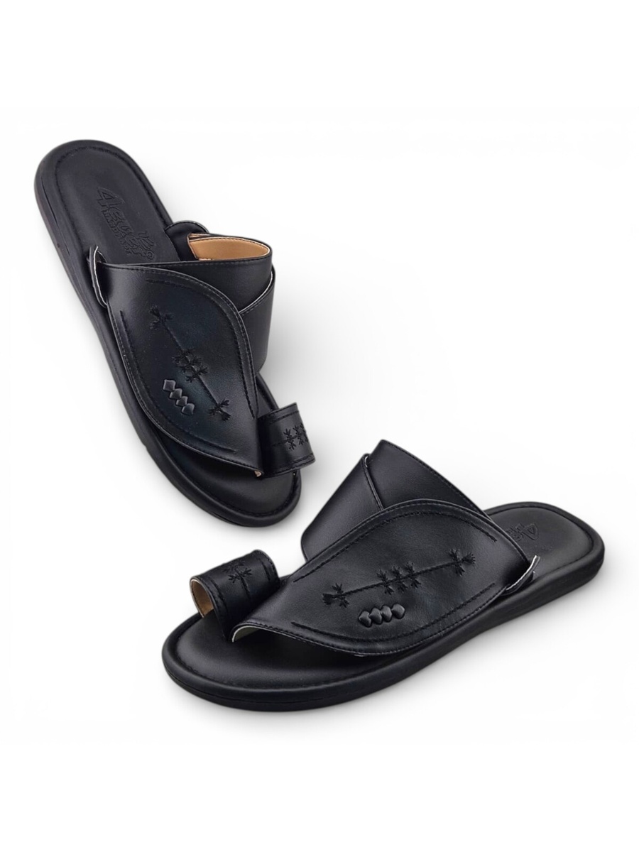 Premium Black Arabic Men Sandals - Thobe Slippers