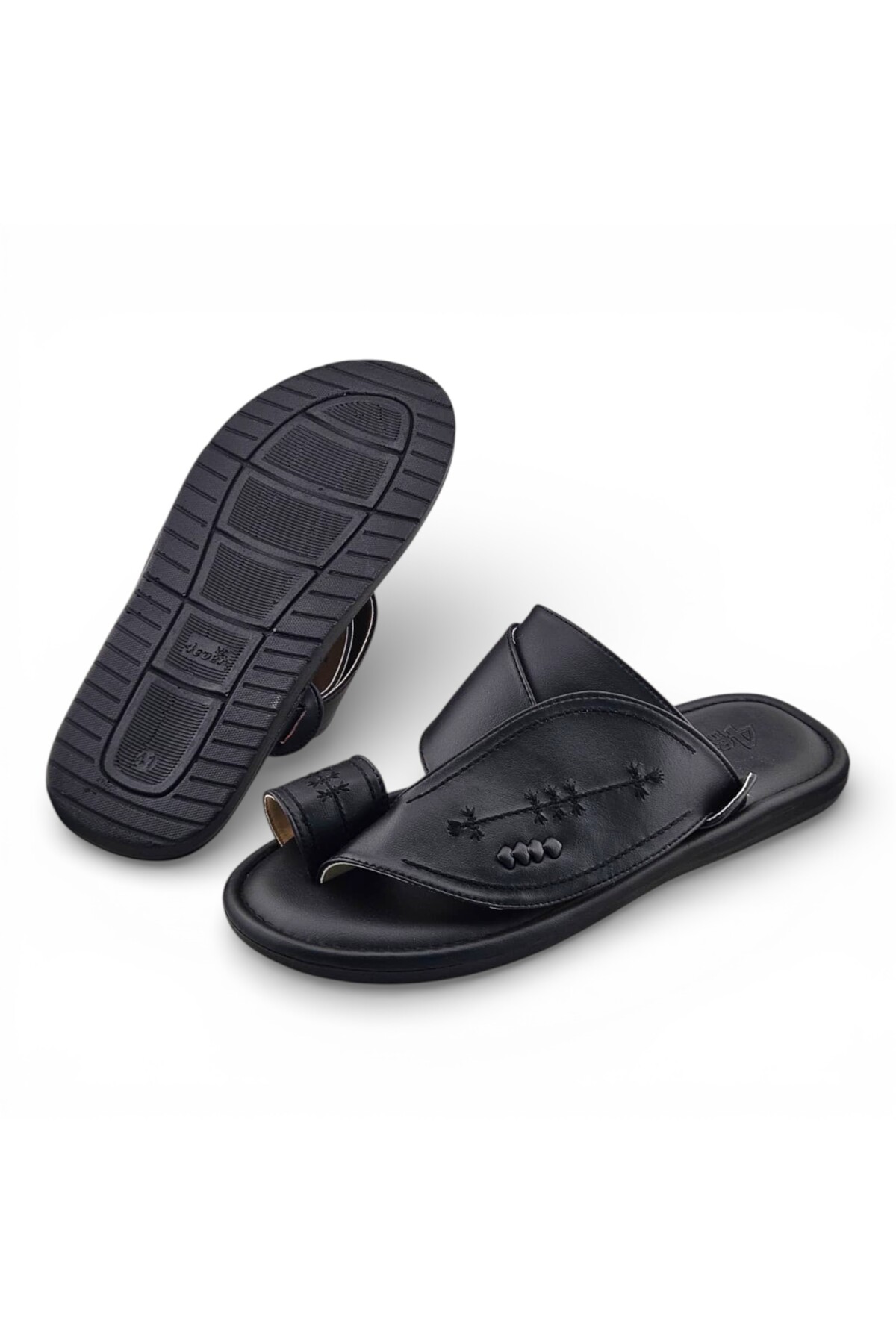 Premium Black Arabic Men Sandals - Thobe Slippers