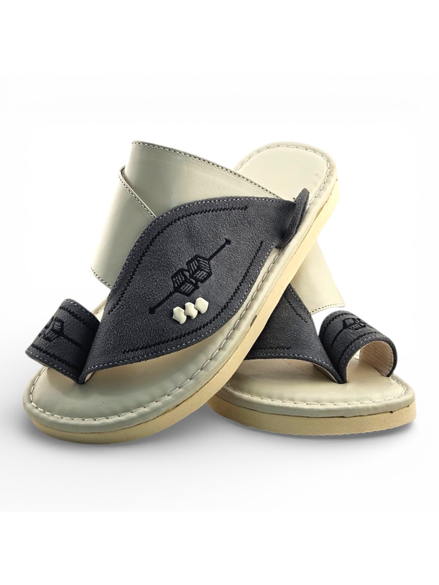 Boys Grey Toe-Post Comfort Arabic Slippers