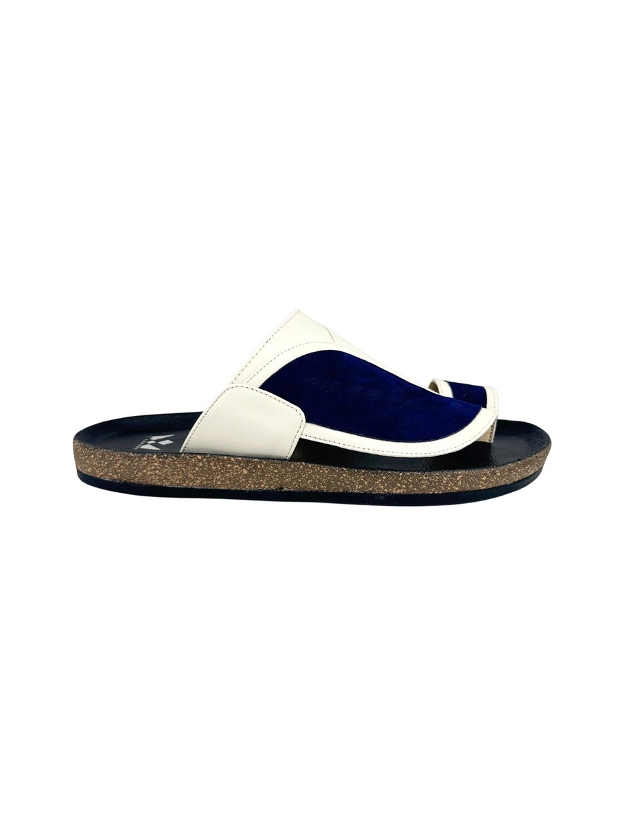 Men Elegant White and Navy Casual Sandals
