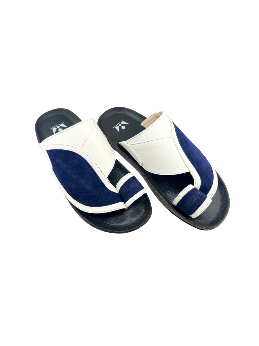 Men Elegant White and Navy Casual Sandals