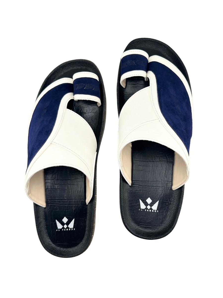 Men Elegant White and Navy Casual Sandals