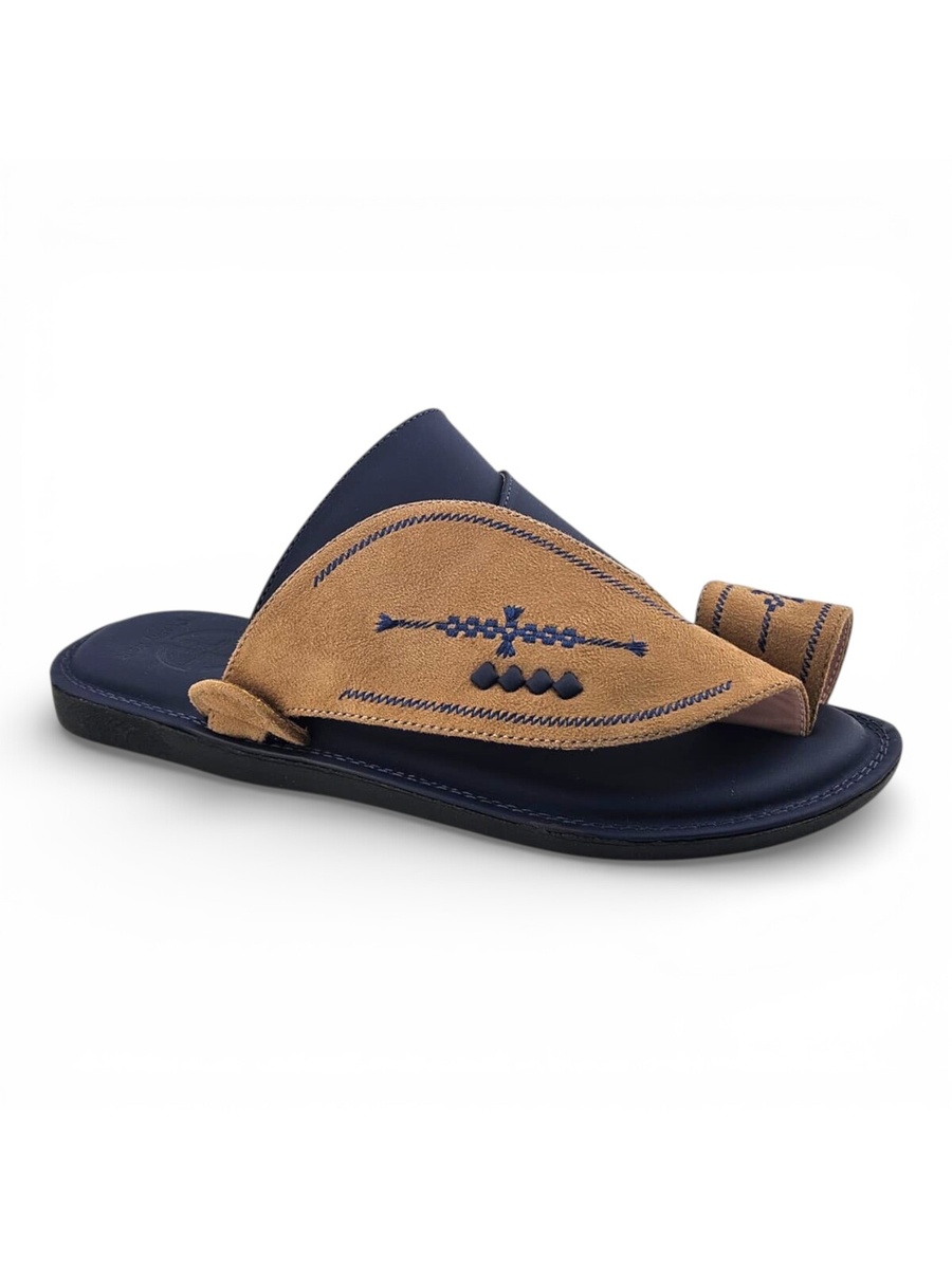 Men Beige and Blue Arabic Sandals 