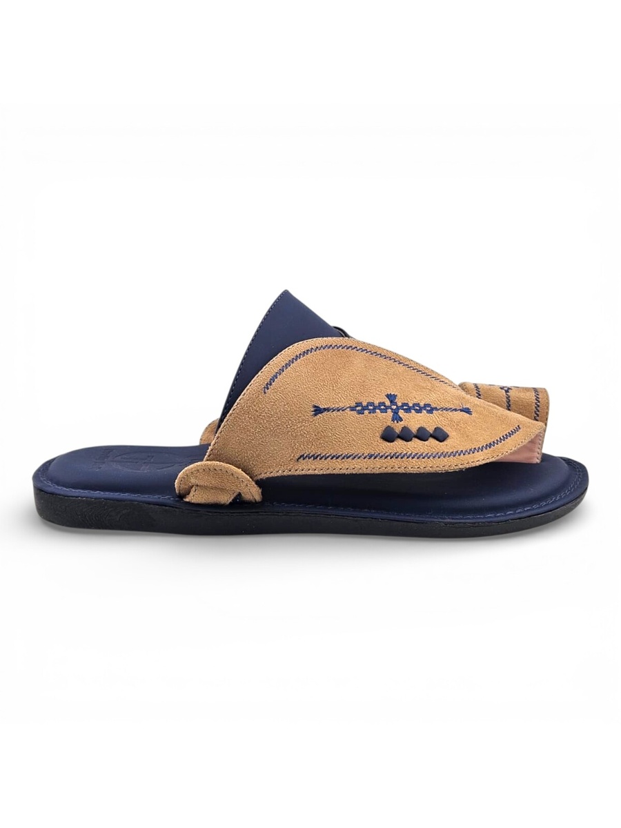 Men Beige and Blue Arabic Sandals 