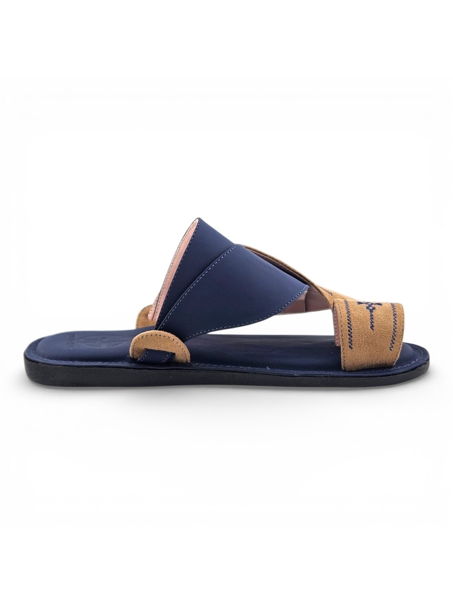Men Beige and Blue Arabic Sandals 