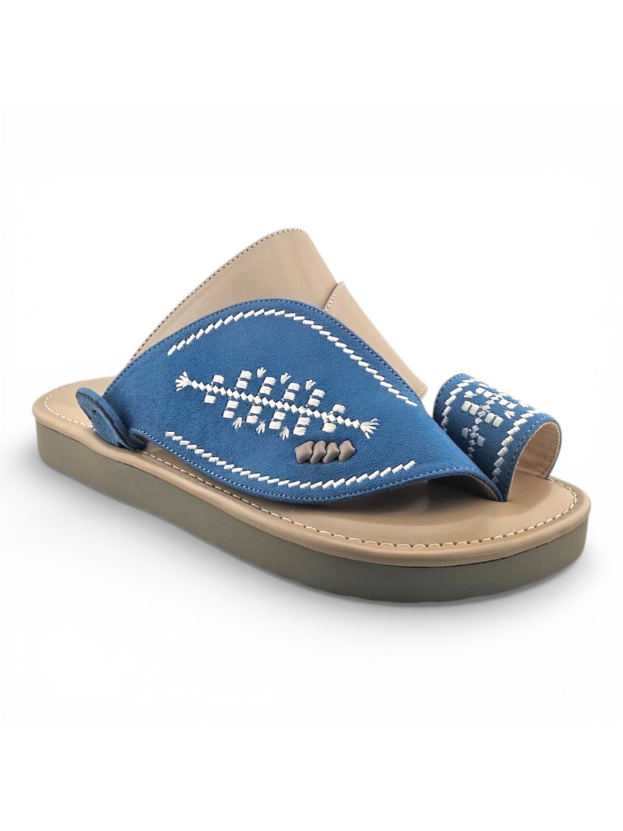 Men Light Blue Embroidered Arabic Sandals