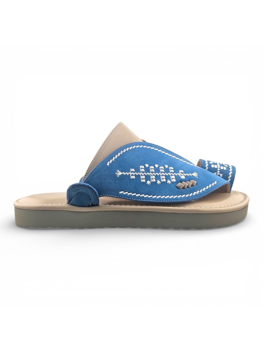 Men Light Blue Embroidered Arabic Sandals