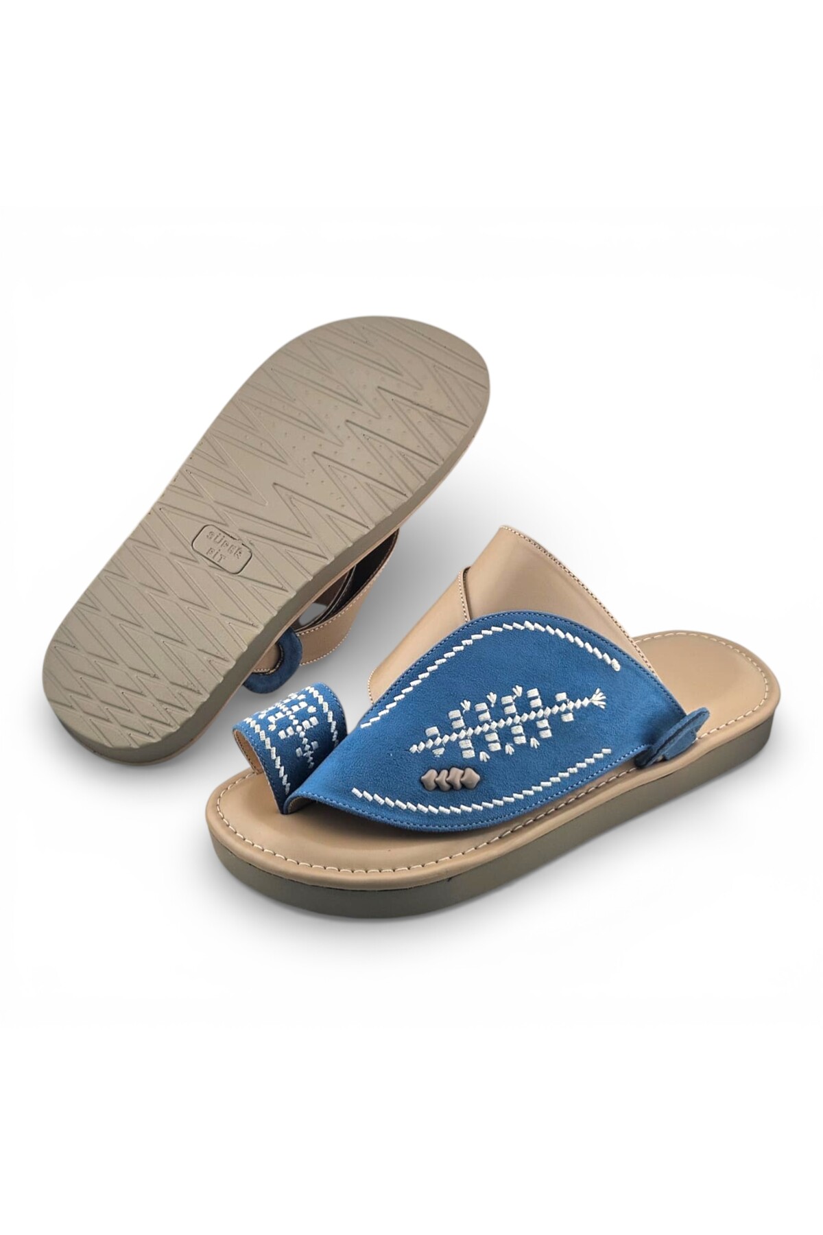 Men Light Blue Embroidered Arabic Sandals