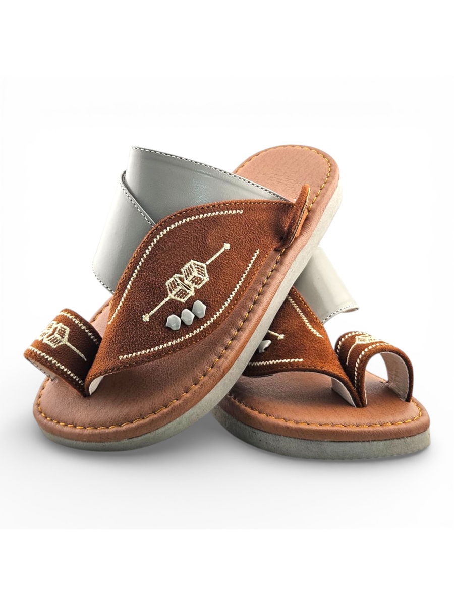 Boys Rust Color Block Strap Comfort Arabic Slippers
