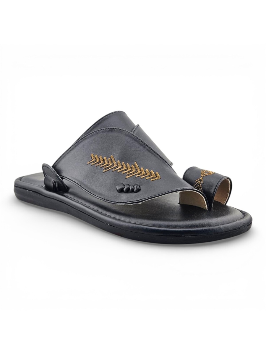 Black Men Embroidered Arabic Sandals Traditional and Stylish