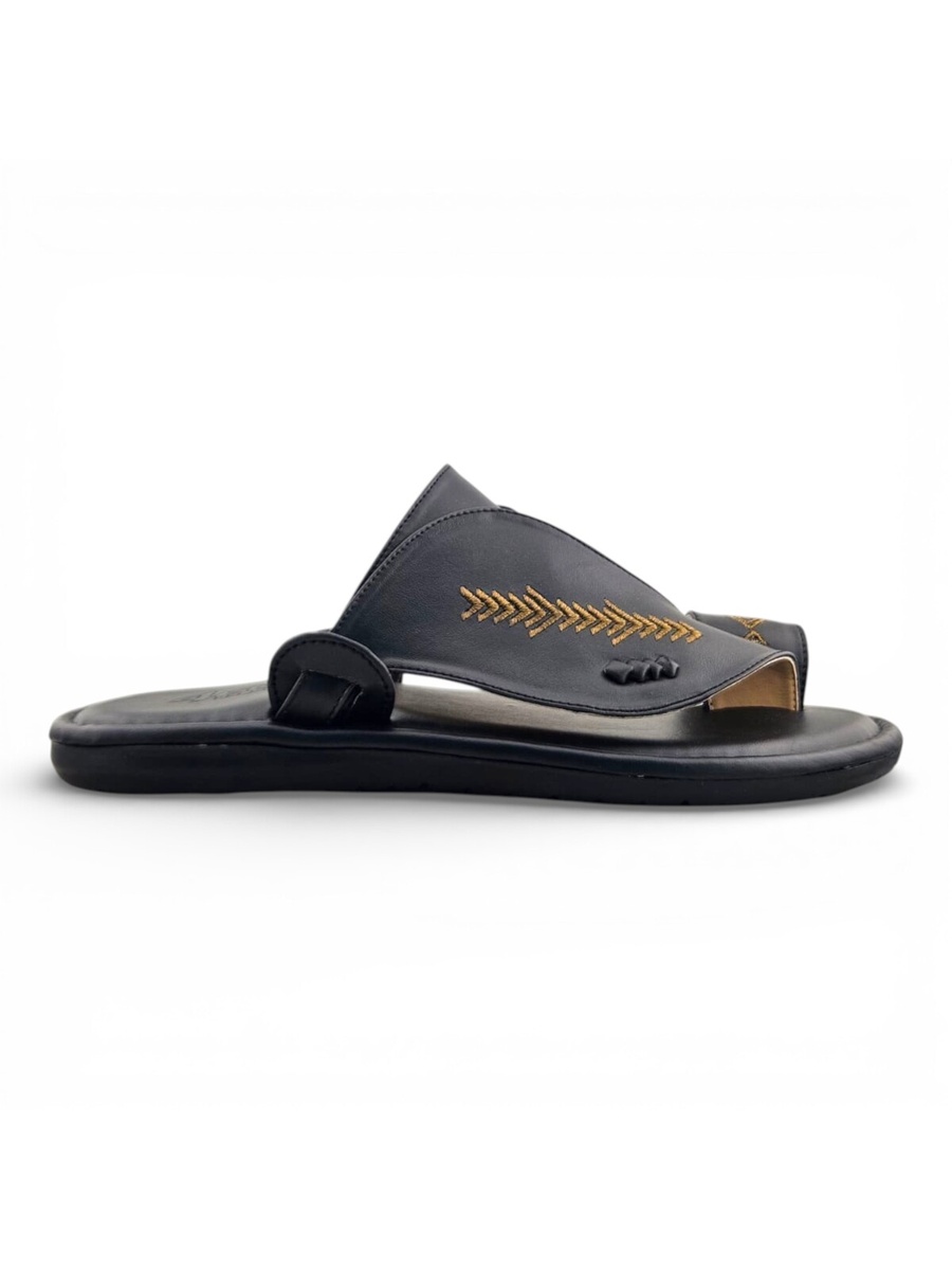 Black Men Embroidered Arabic Sandals Traditional and Stylish