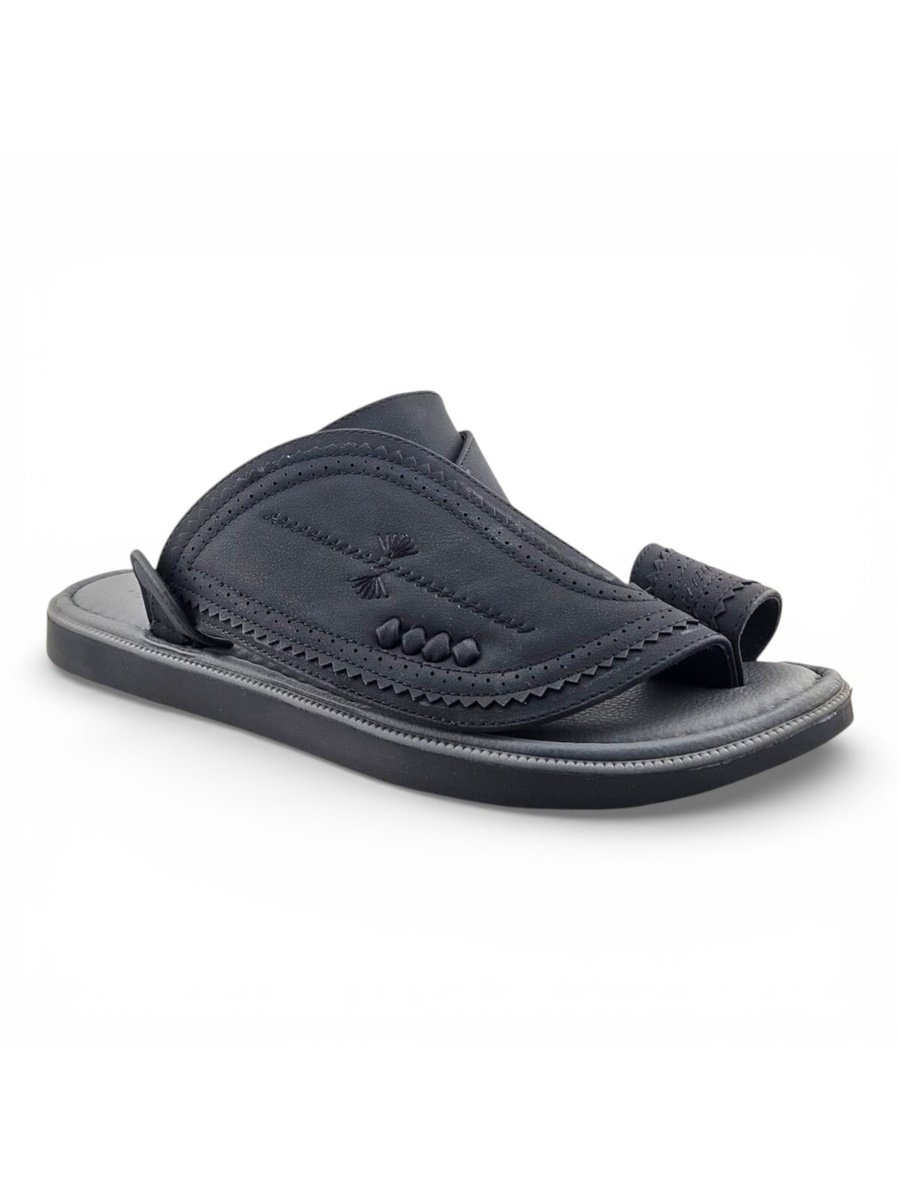 Men Black Leather Casual Sandals
