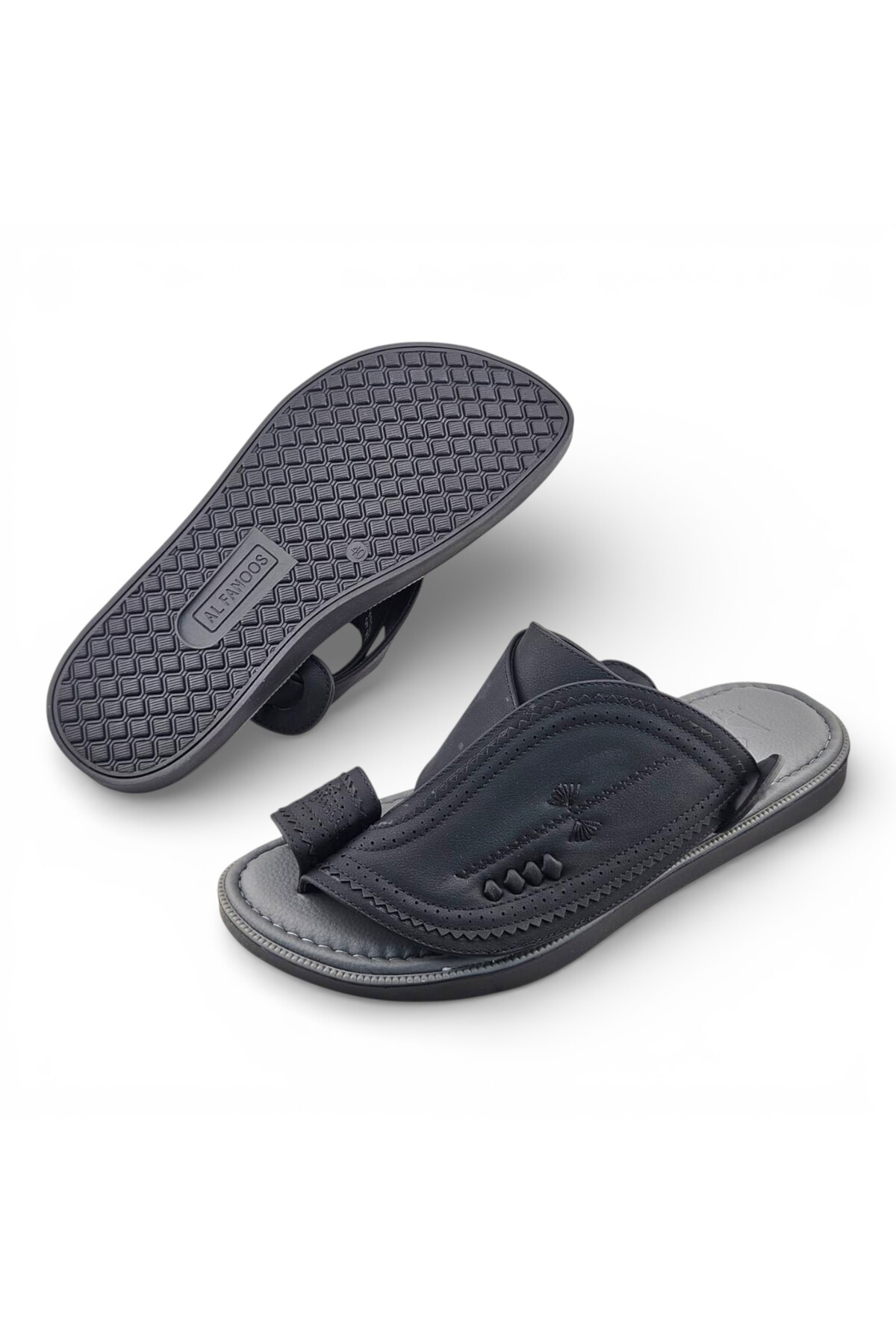 Men Black Leather Casual Sandals