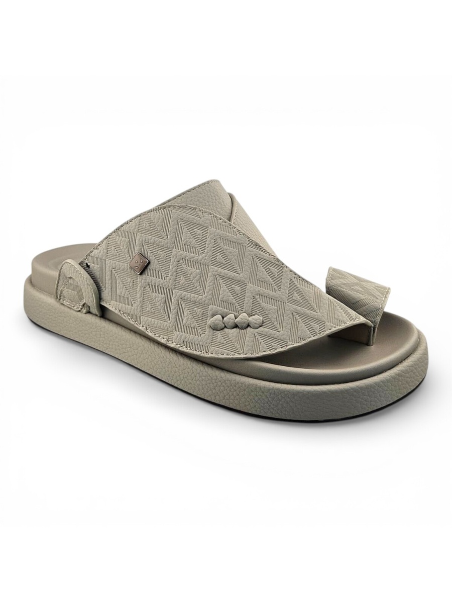 Men Beige Embossed Pattern Casual Sandals