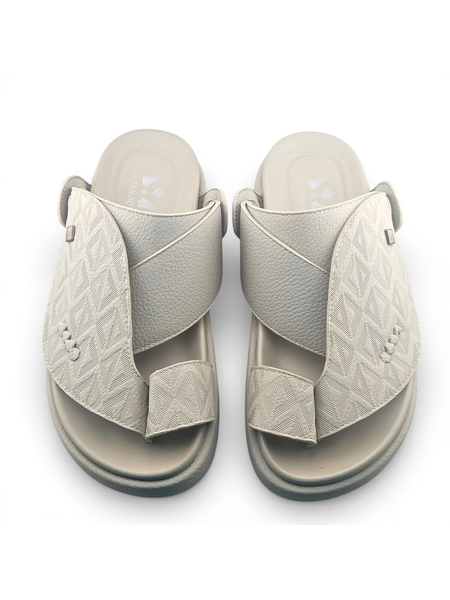 Men Beige Embossed Pattern Casual Sandals