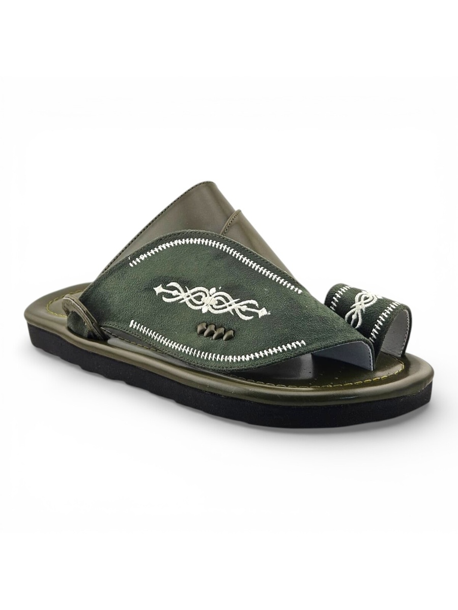 Men Olive Arabic Sandals - Traditional Footwear