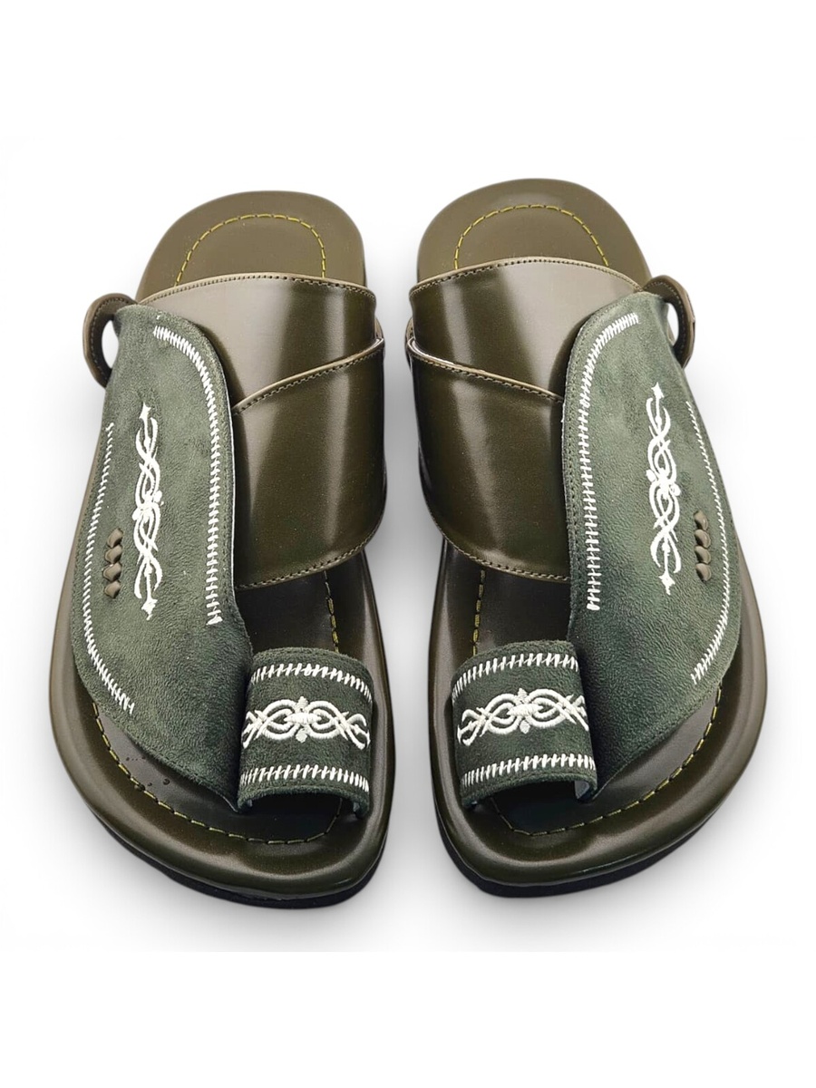 Men Olive Arabic Sandals - Traditional Footwear