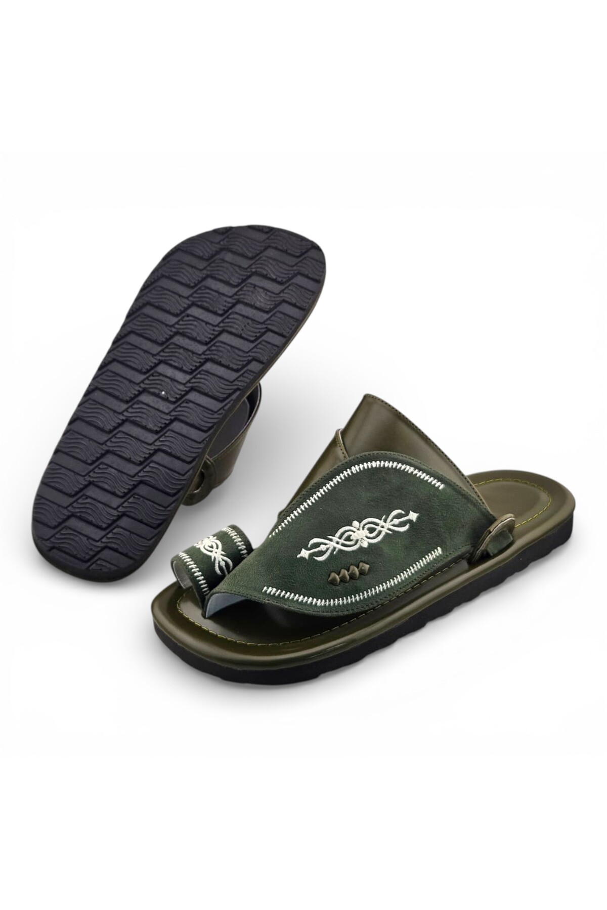Men Olive Arabic Sandals - Traditional Footwear