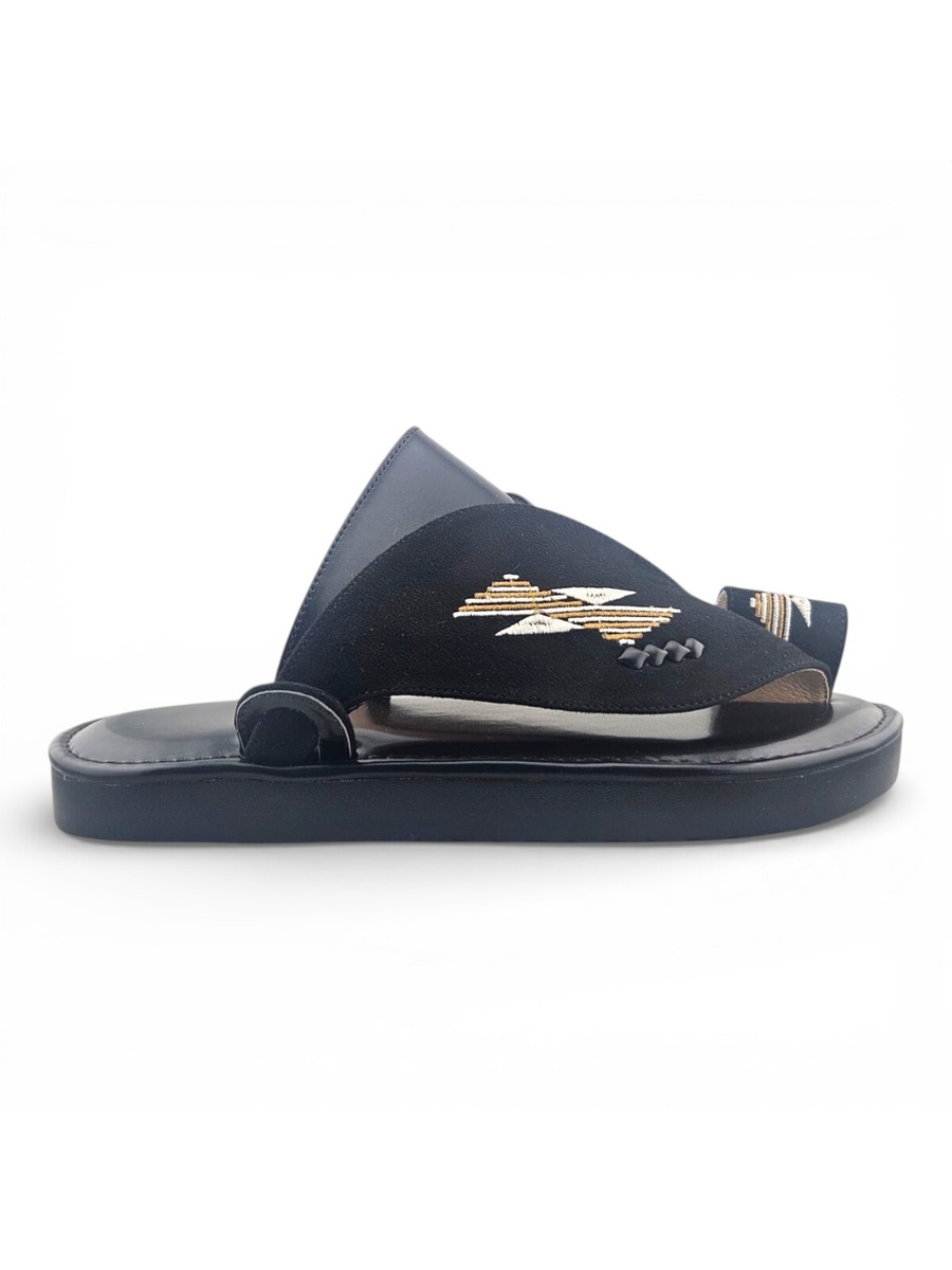 Men Black Embroidered Arabic Sandals