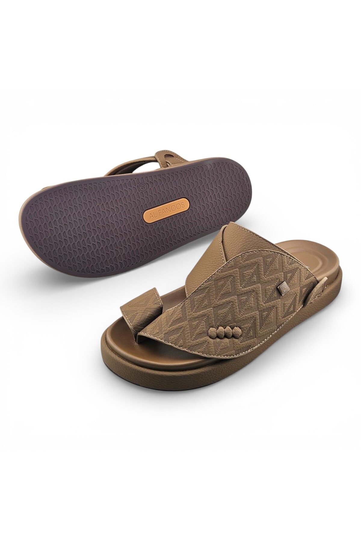Khaki Men Casual Sandals with Geometric Pattern