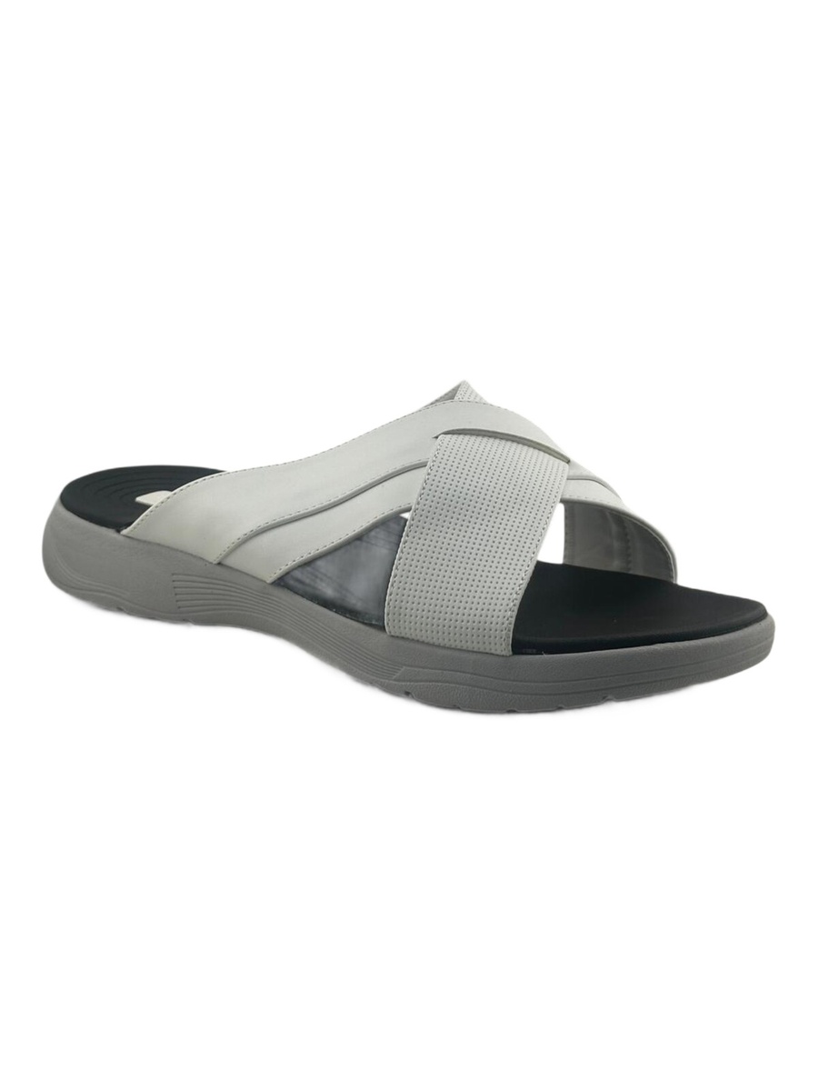 Men White Comfort Cross-Strap Sandals